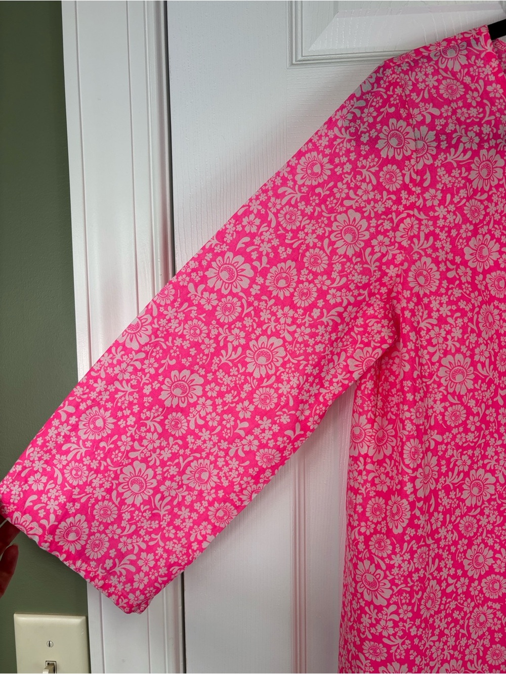 J. Crew neon pink floral tunic swim cover up sz sm - Picture 6 of 9